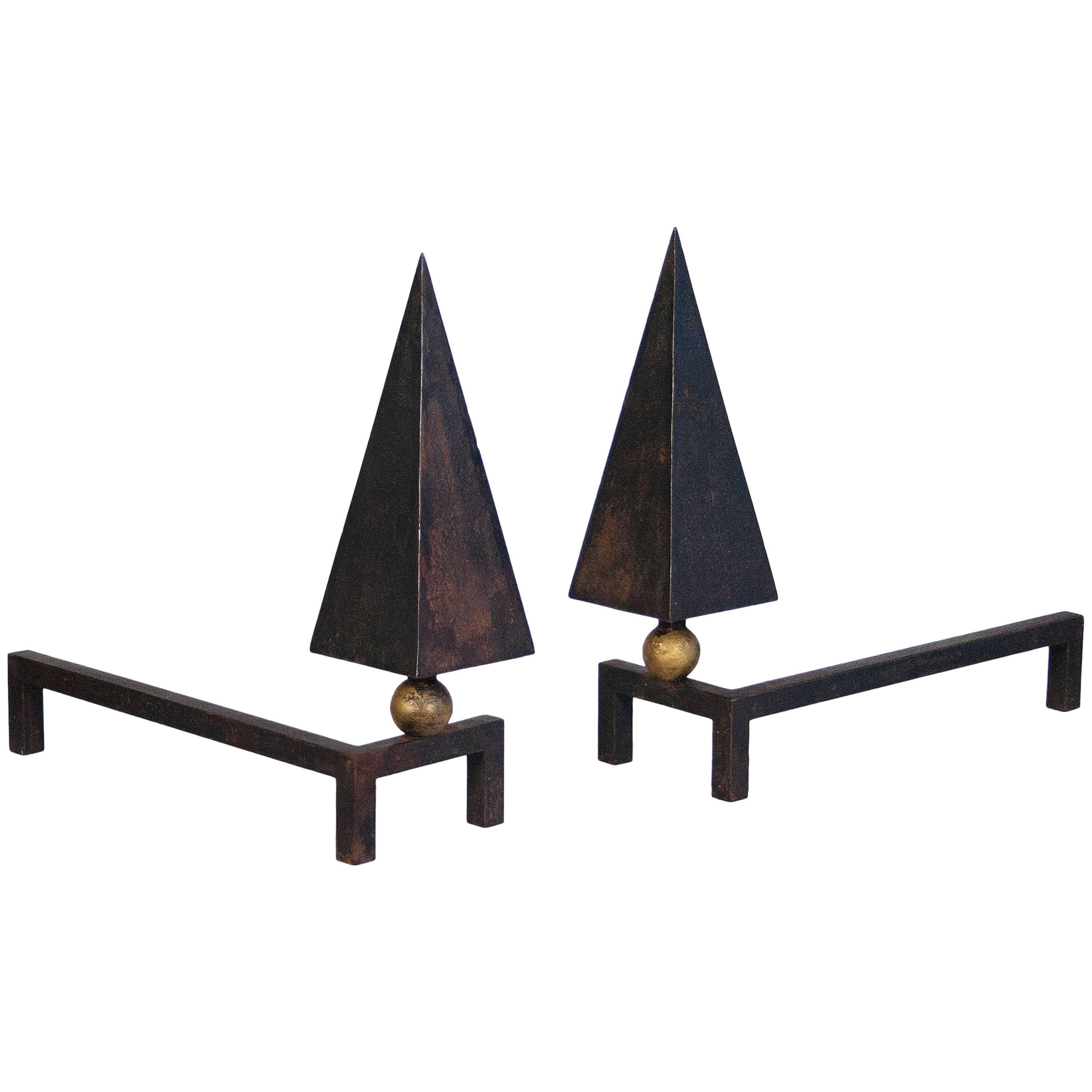 Pair of Andirons by Jean Royere, circa 1950, France