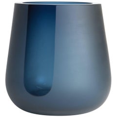 Handblown Dark Steel Blue Glass Porto Vessel, Andrew Hughes