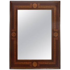 Antique Marquetry Inlaid Mahogany Mirror