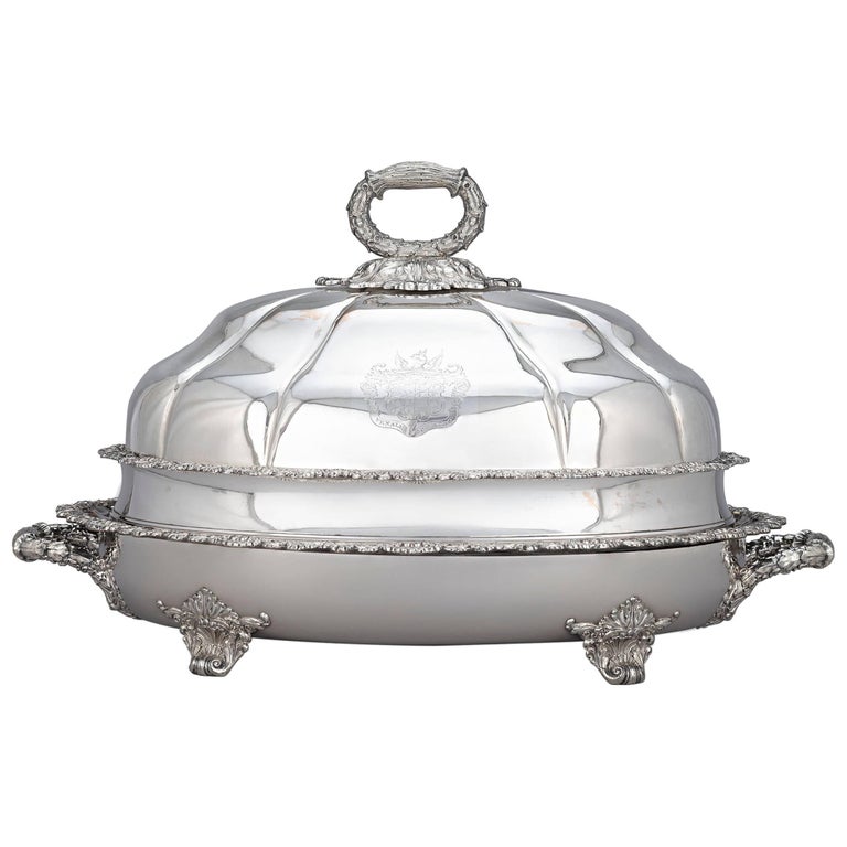 Old Sheffield Silver Plate Venison Dish with Cover For Sale at 1stDibs