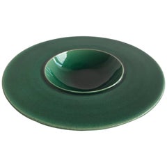 Kähler, Green Glazed Stoneware Dish, 1950s, Denmark