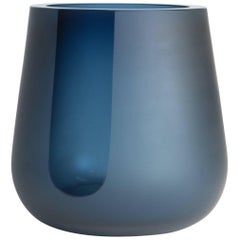 Handblown Dark Steel Blue Glass Porto Vessel, ANDREW HUGHES