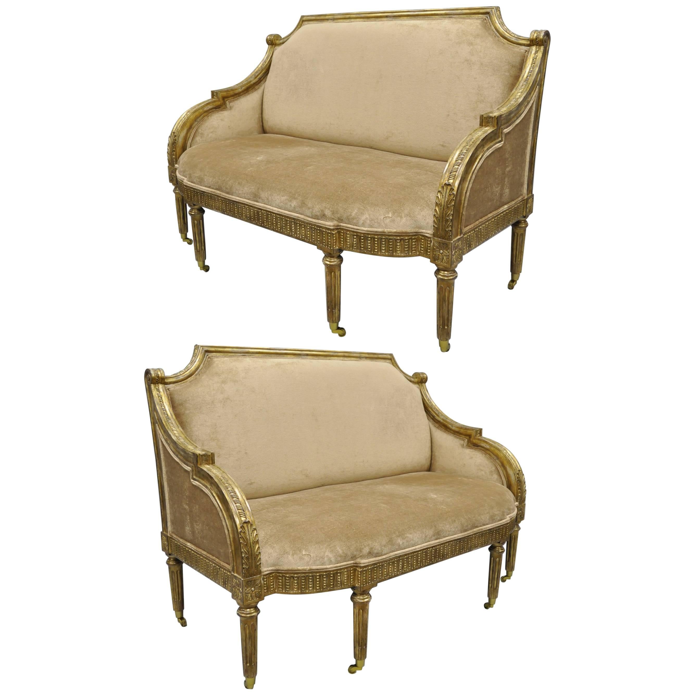 Pair of Maitland-Smith French Empire Neoclassical Style Settee Sofas Loveseat