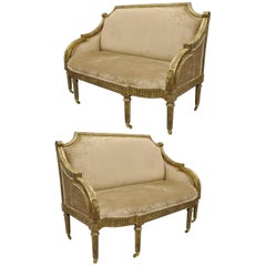 Pair of Maitland-Smith French Empire Neoclassical Style Settee Sofas Loveseat