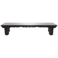 Black With Glass Top and Wood Contemporary Dining Table by Guillermo Santomá 