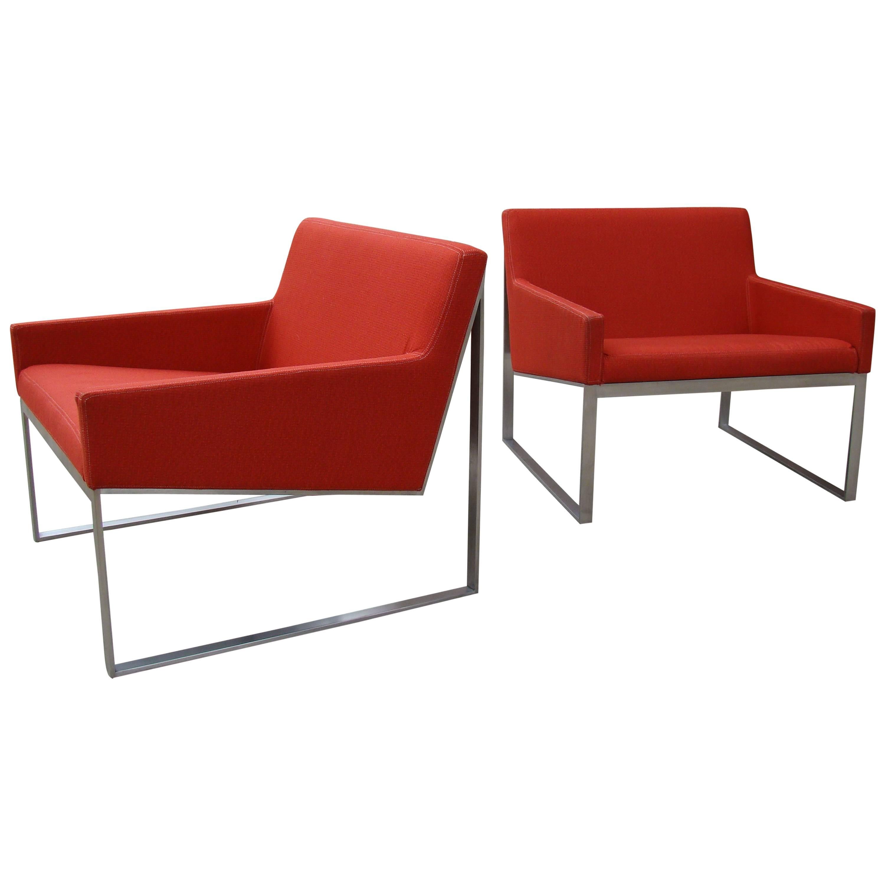 Pair of B3 Upholstered Lounge Chairs by Fabien Baron for Bernhardt 'USA'