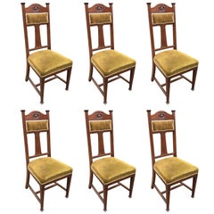 Antique Set of Six Art Nouveau Mahogany Chairs, circa 1900