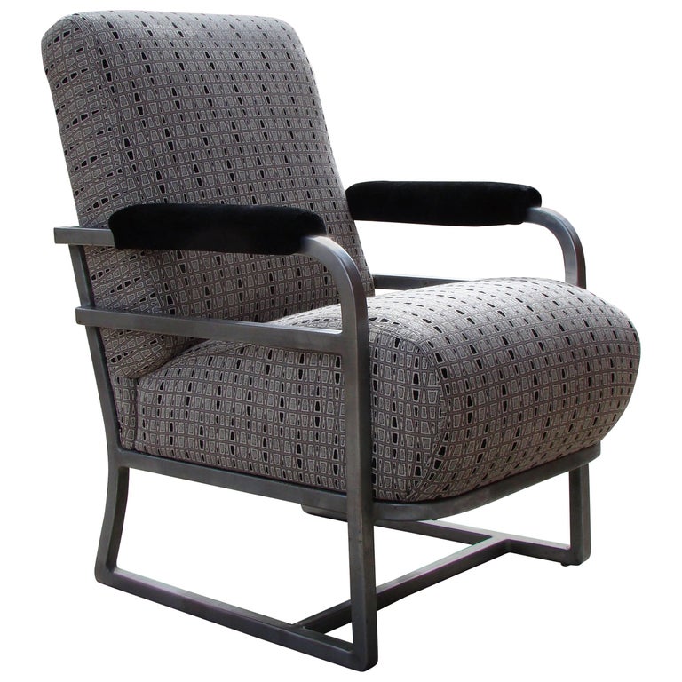 Art Deco Machine Age Tubular Aluminum Railroad Train Lounge Chair For