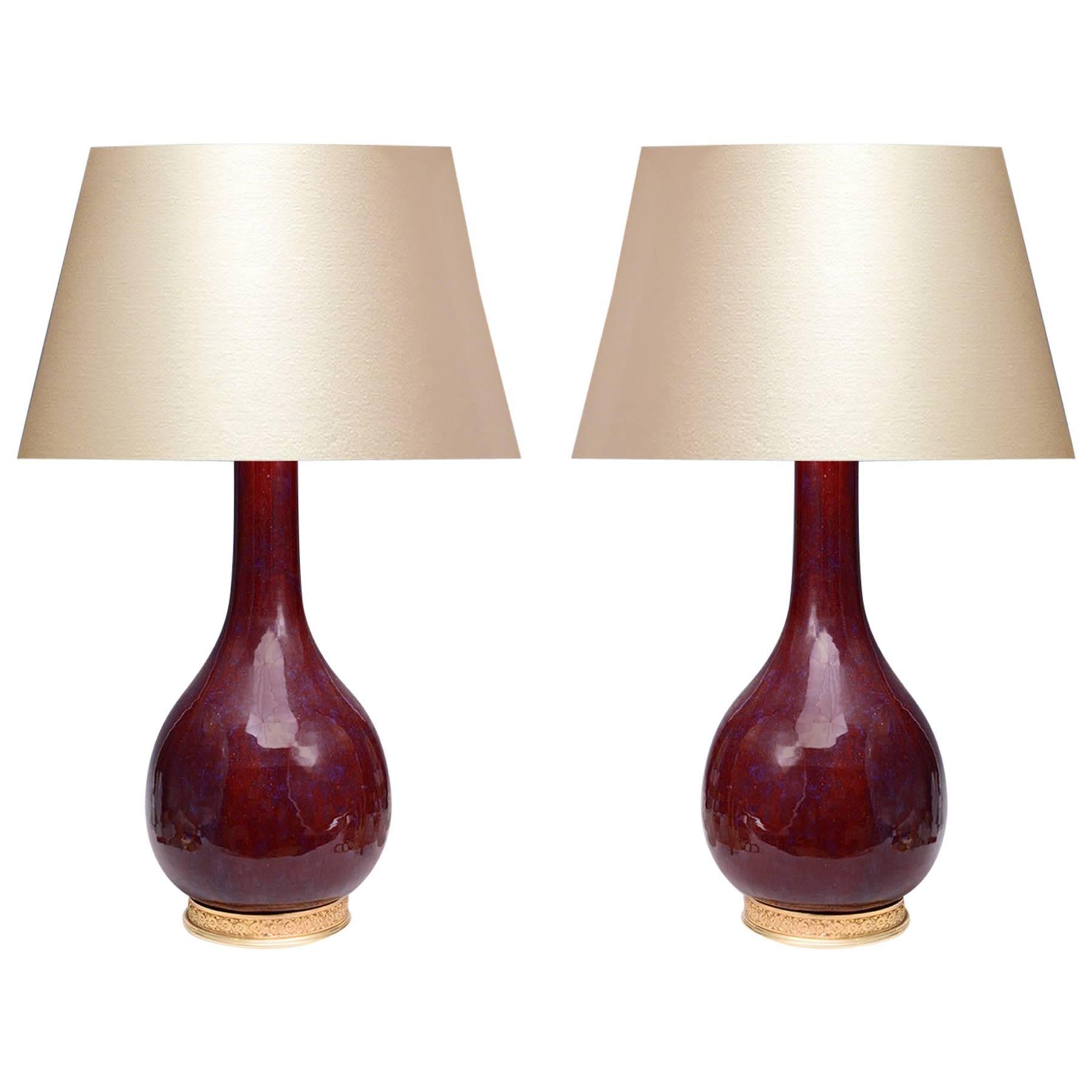 Pair of Red-Glazed Porcelain Lamps