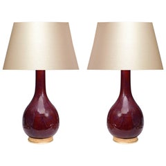 Pair of Red-Glazed Porcelain Lamps