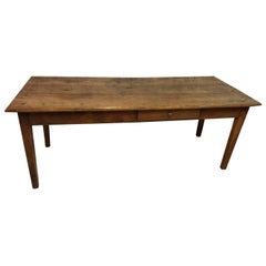 Antique Cherry Table with Two Drawers, circa 1840