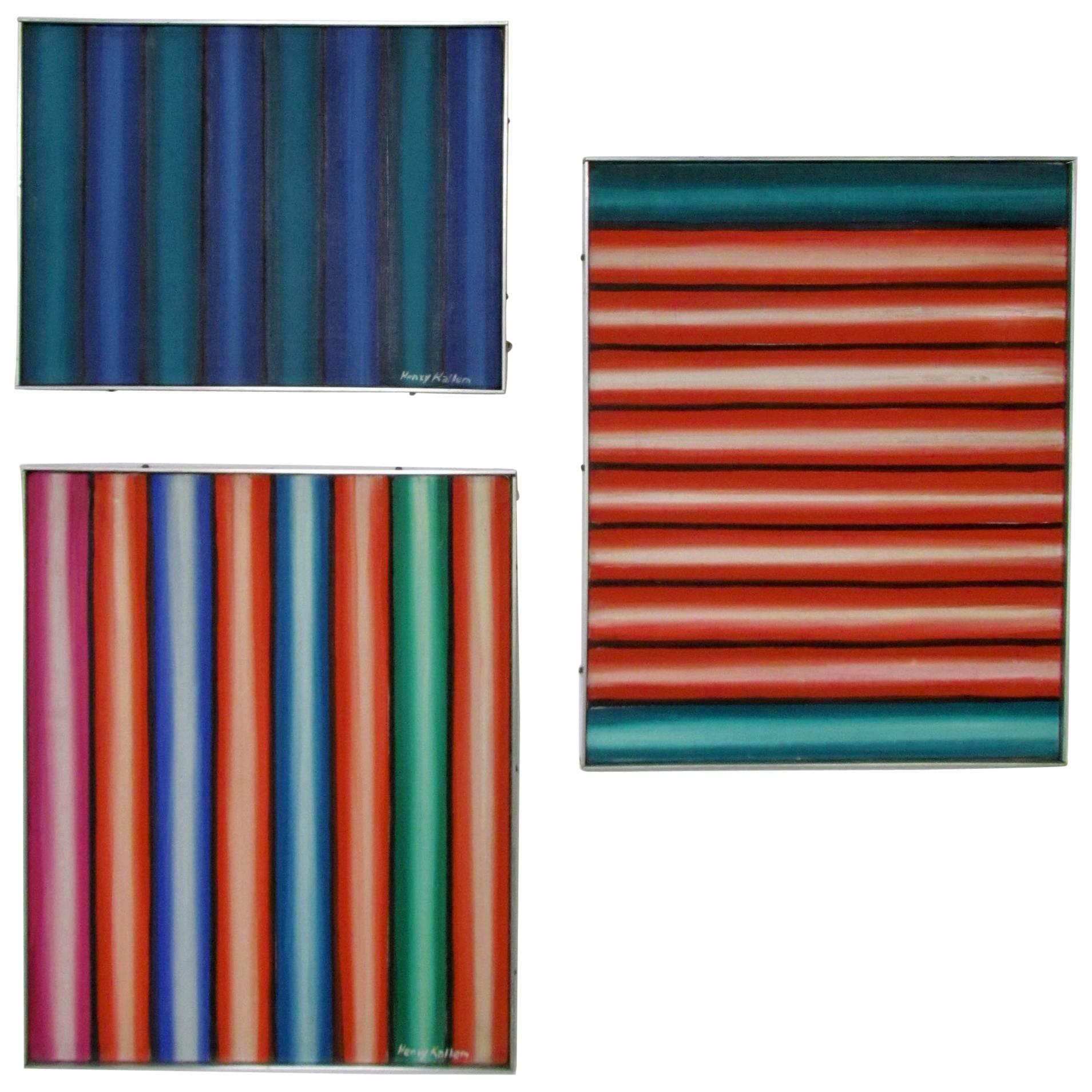 Trio of Color Field Paintings by New York Artist Henry Kallem, circa 1960s