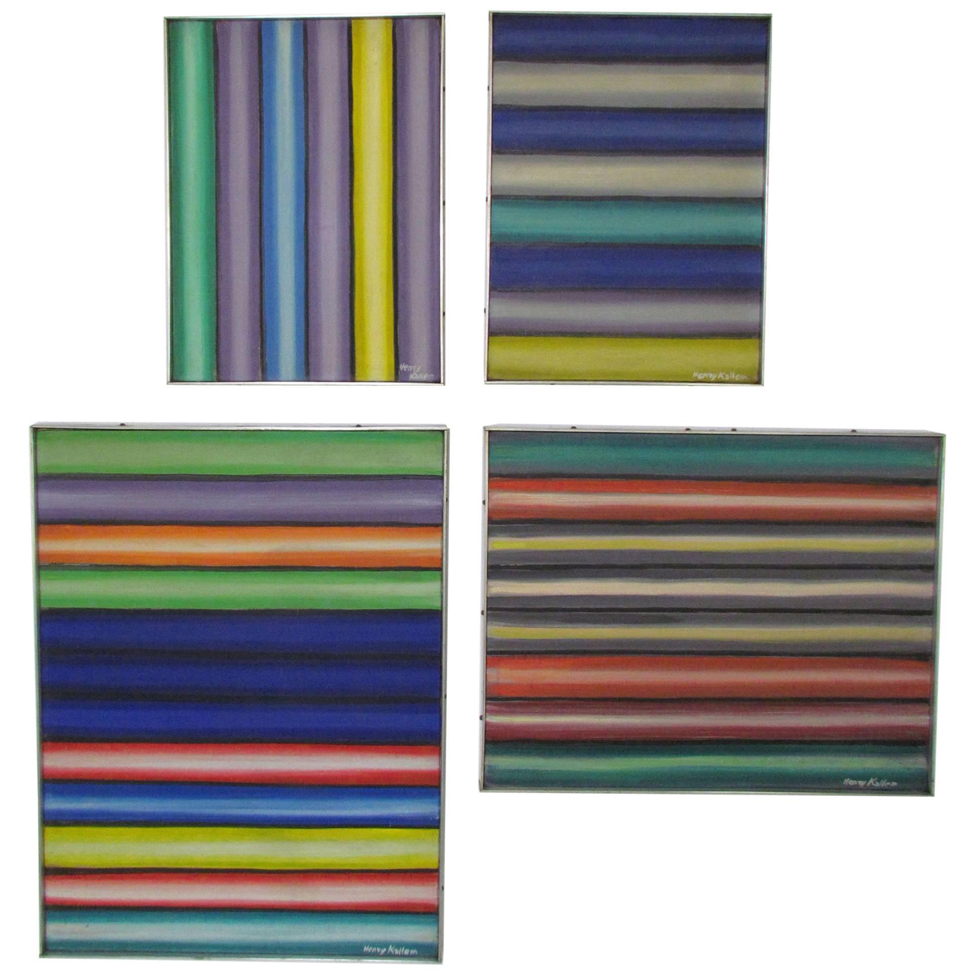 Grouping of Four Color Field Paintings by New York Artist Henry Kallem