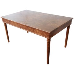 Dessin Fournir Louis Philippe Style Burl Wood Library Table or Writing Desk