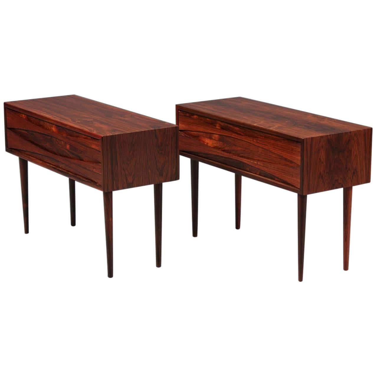 Pair of Arne Vodder Low Two-Drawer Rosewood Side Tables