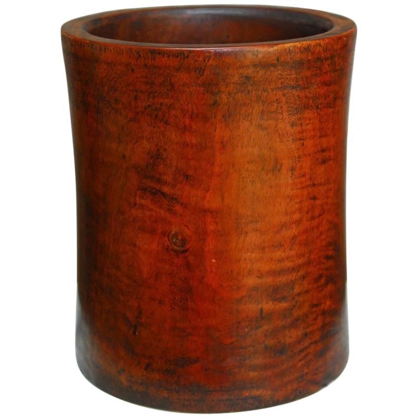 19th Century Monumental Chinese Carved Rosewood Brush Pot  For Sale