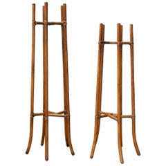 Pair of Midcentury Bamboo Rattan Plant Stands by McGuire