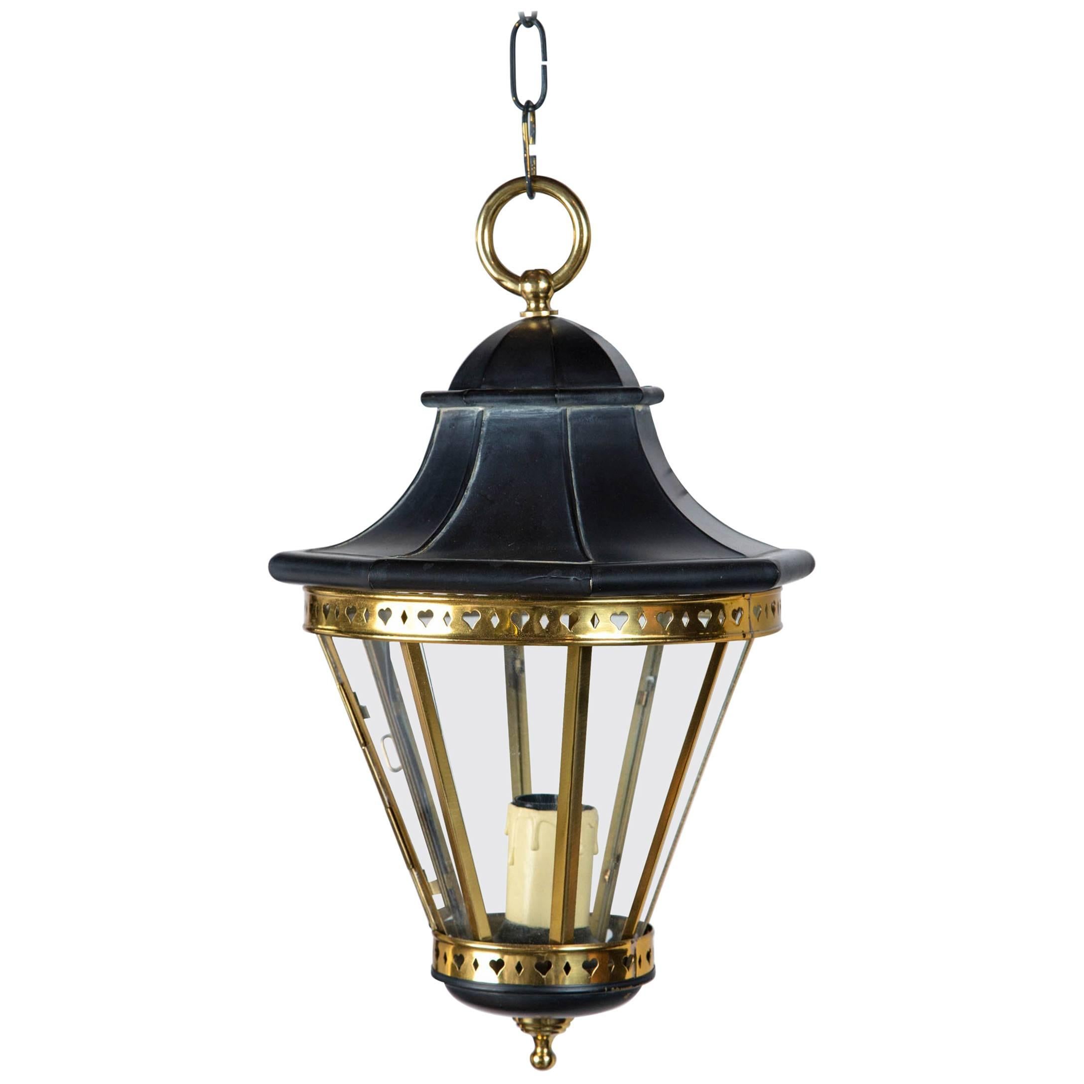 1970s Small Black and Brass Lantern