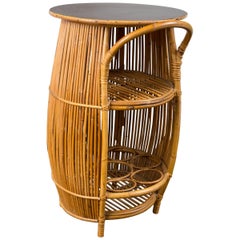 Small Mid-Century Modern Rattan Bar Cart