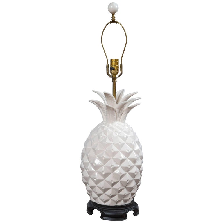 Large White Ceramic Pineapple Lamp For At 1stdibs Large White Ceramic Pineapple Lamp For
