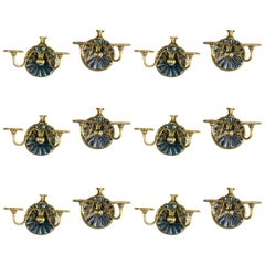 Set of 12 Silver Plate Caldwell Sconces with Cut Mirrored Backplate
