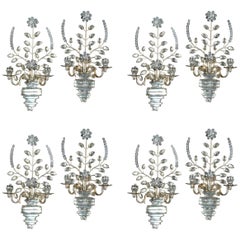 Set of Eight, circa 1930 French Silver Plated Sconces