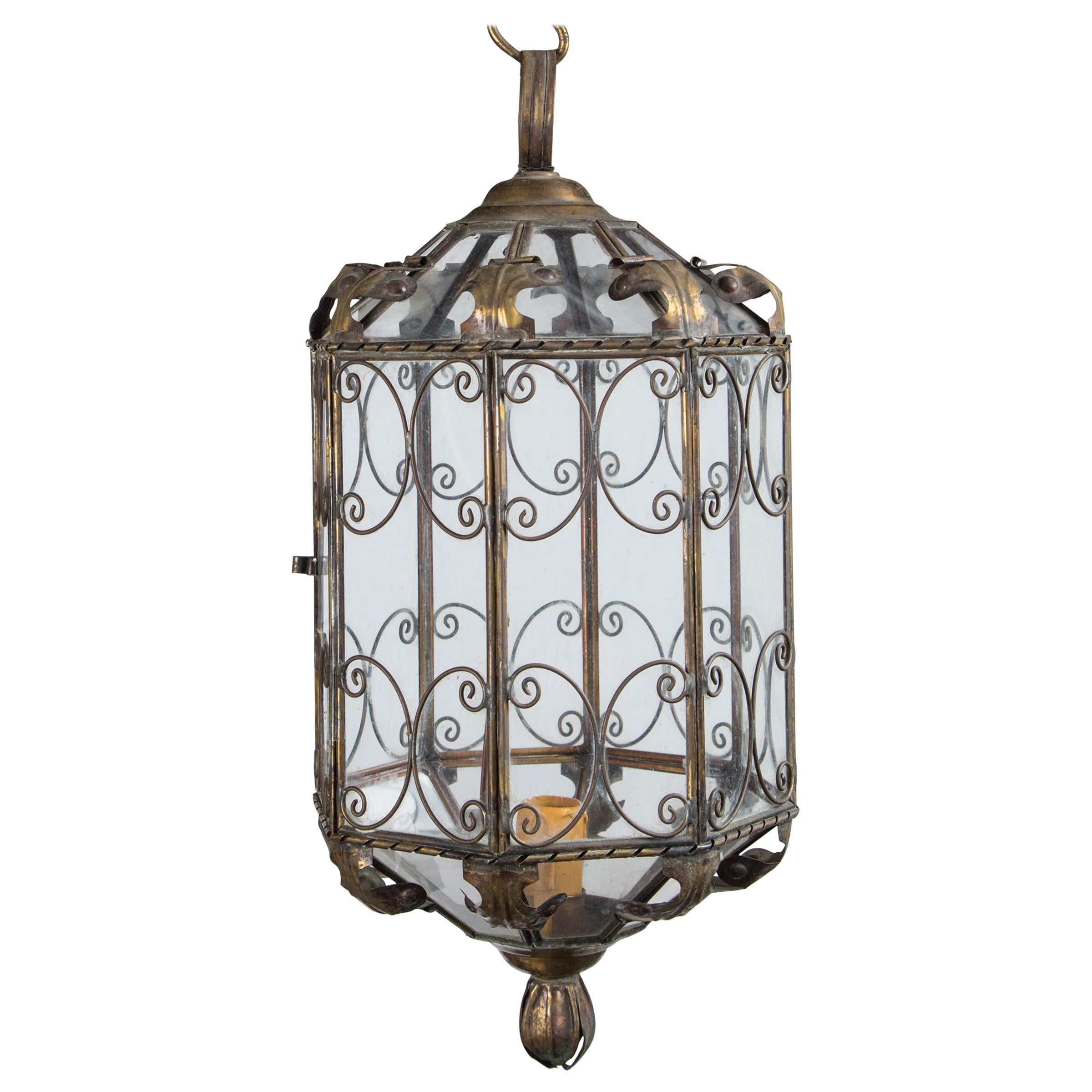 Octagonal Italian Metal Lantern For Sale