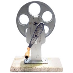 Used Cinema Movie Professional Film Rewind With Reel, Circa Mid Century, As Sculpture