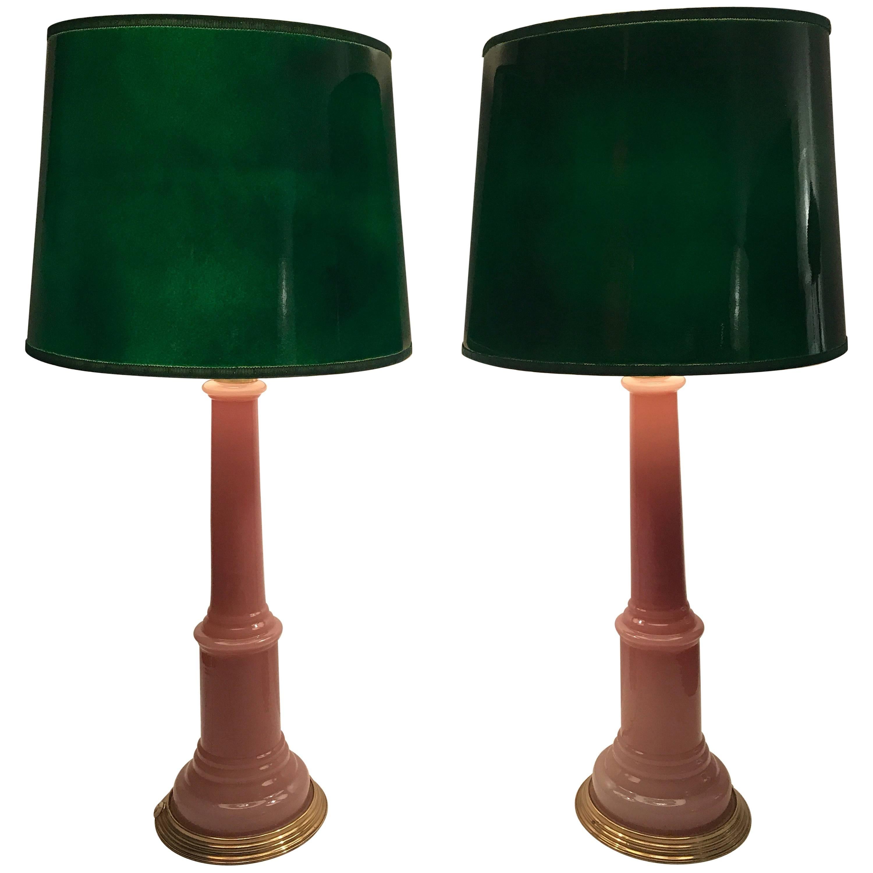 Pair of Large Swedish Josef Frank Opaline Table Lamps Svenskt Tenn Model 2583
