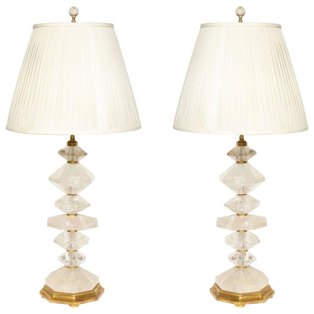 Pair of New Rock Crystal Table Lamps