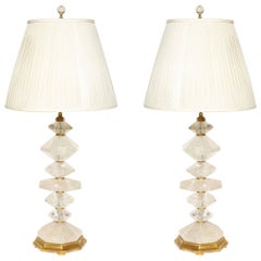 Pair of New Rock Crystal Table Lamps