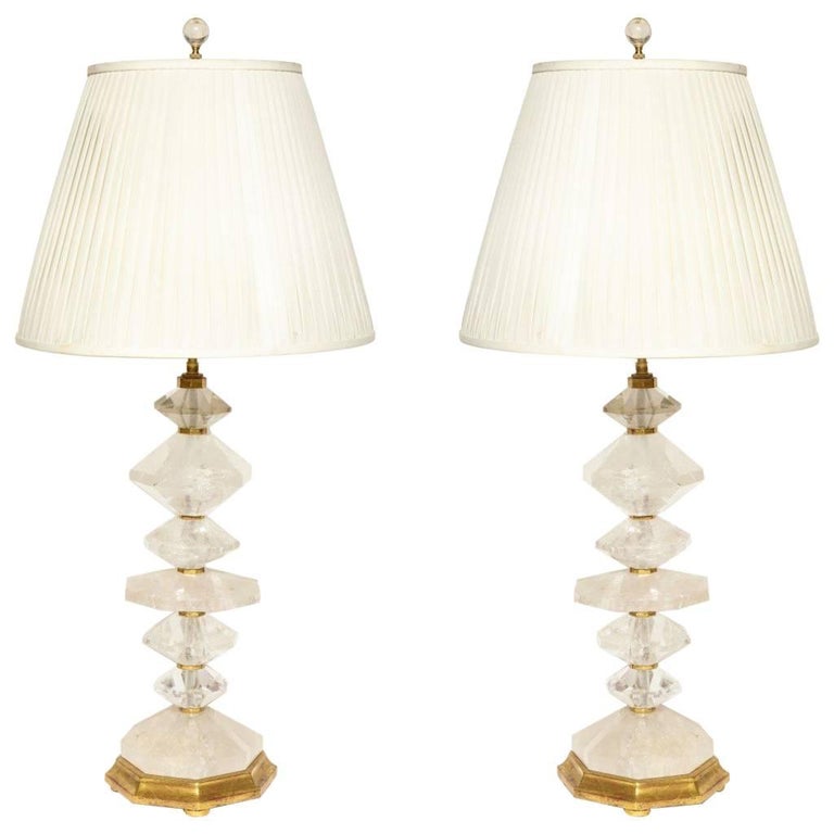 Pair of New Rock Crystal Table Lamps For Sale at 1stDibs