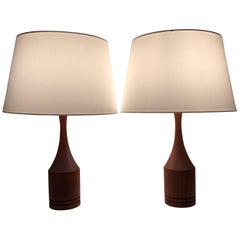 Pair of Danish or Swedish Teak Table Lamps, 1955