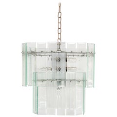Mid-Century Modern Beveled Glass Chandelier