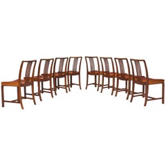 Jørgen Christensen Set of Eight Original Cognac Leather Chairs