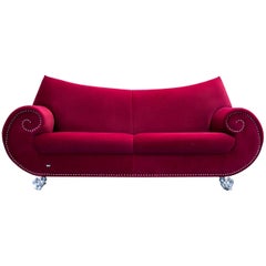 Bretz Gaudi Designer Sofa Fabric Red Violet Three-Seat Couch Modern