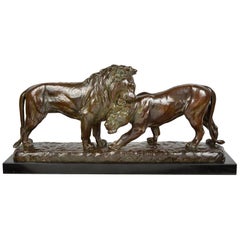 Louis Riche:: Étude des lions en bronze