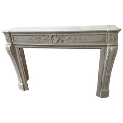Louis XVI Finely Carved White Marble Mantel, circa 1820