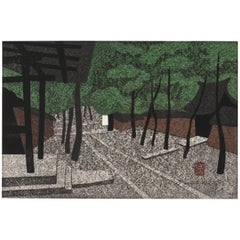 Japanese Block Print by Kiyoshi Saito Zen Temple Garden