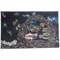 Signed Tapestry Jean Lurcat Les Brochets for Corot Midcentury, France, 1950s
