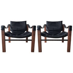 Paire de chaises "Safari" noires par Maurice Burke pour Arkana