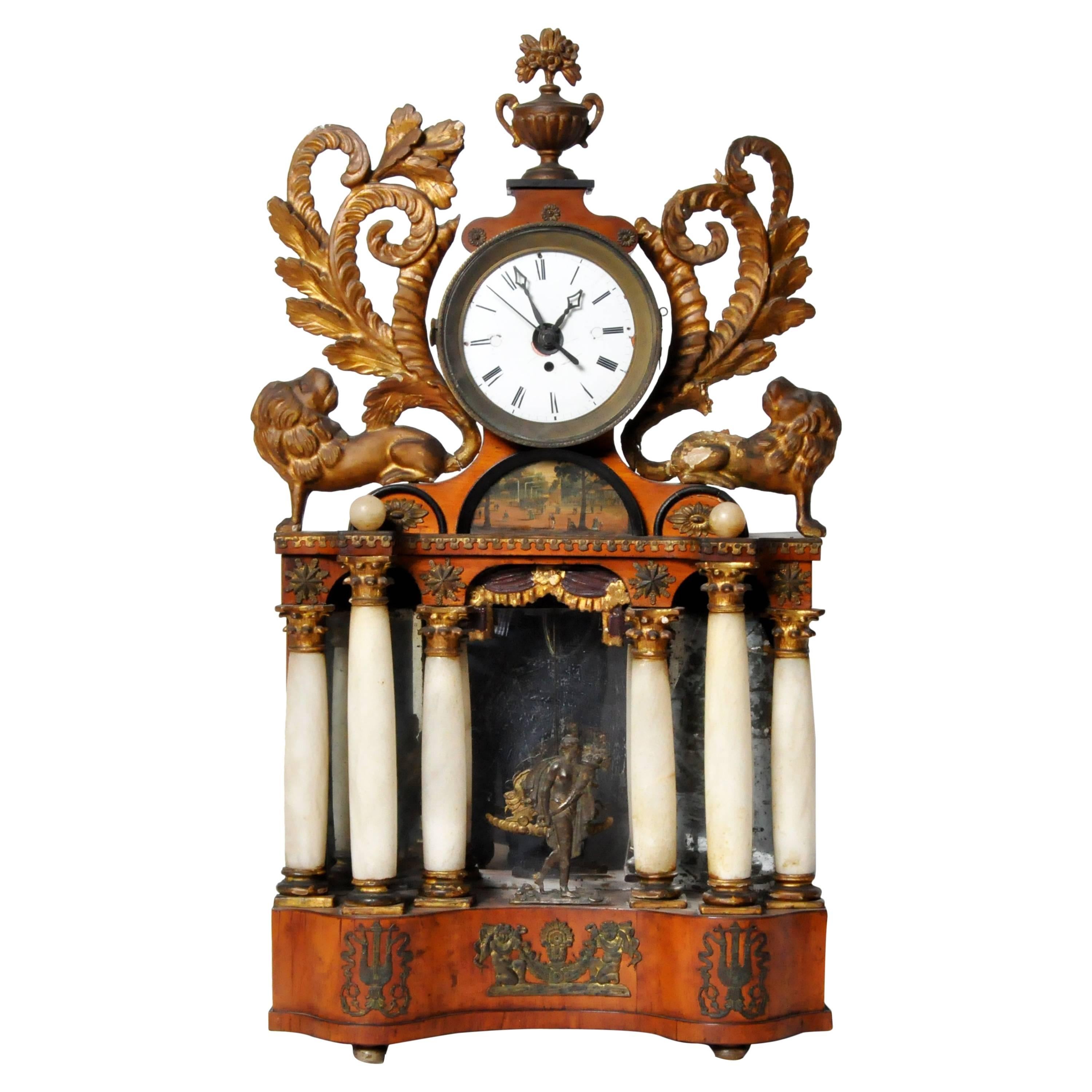Austrian Alabaster Mantel Clock
