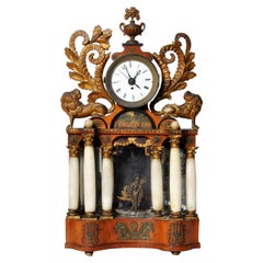 Horloge de cheminée autrichienne en albâtre