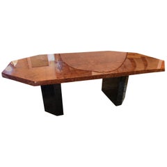 Mid-century Milo Baughman Style Burl Walnut Octagonal Dining Table