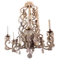 Wonderful Large French Bagues Bronze Beaded Rock Crystal 36 Light Chandelier