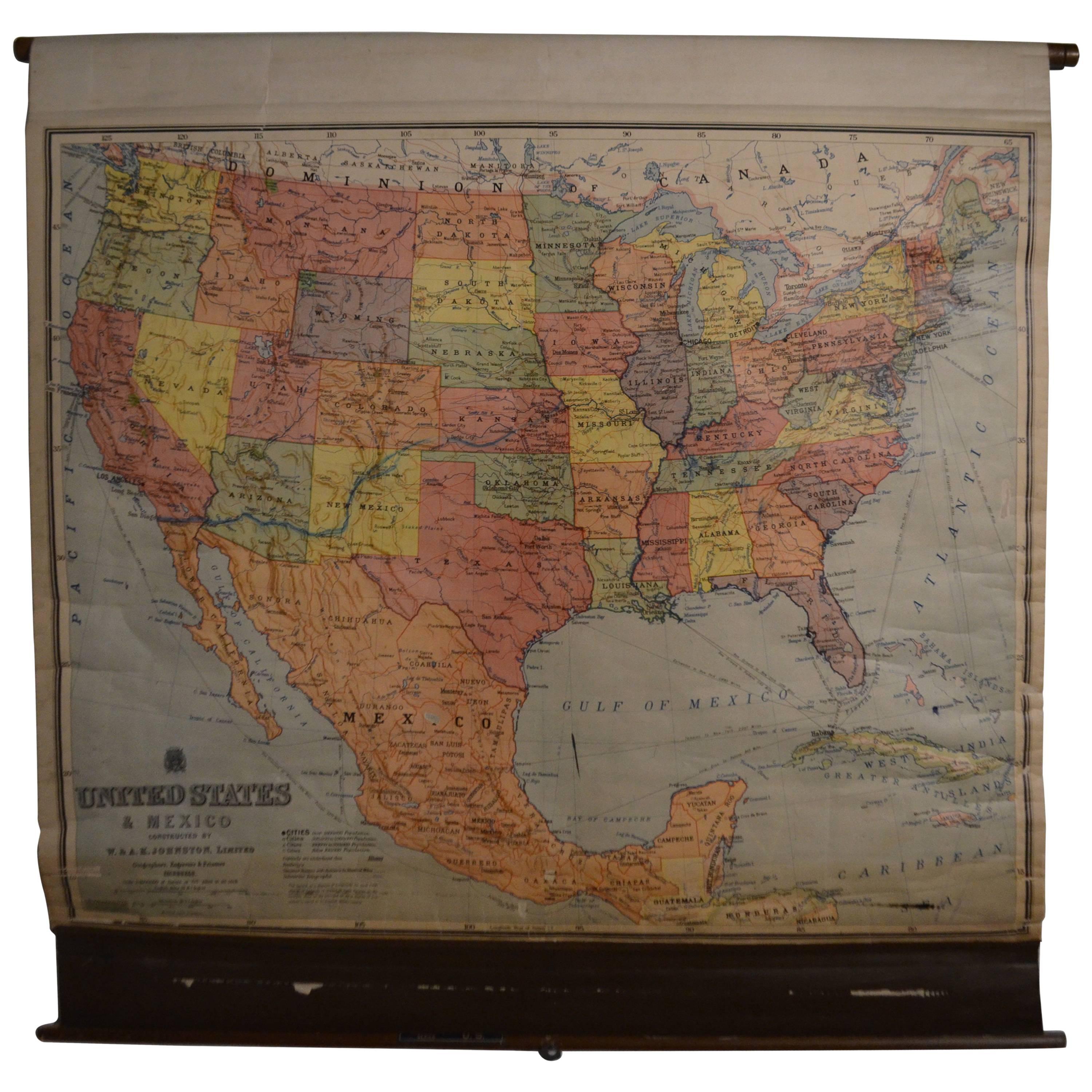 Map of the United States, Engraved and Printed in Scotland, circa 1930s