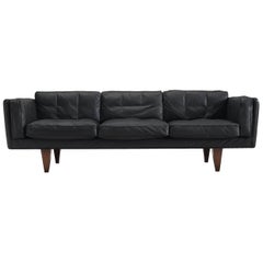 Illum Wikkelsø Fully Restored Sofa in Black Leather