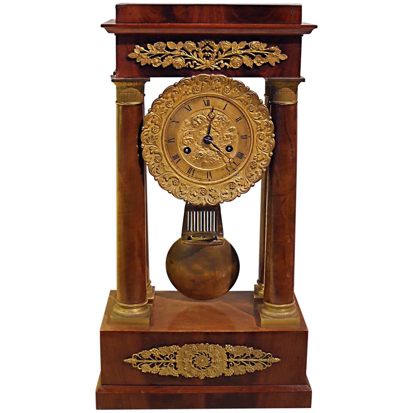 Charles X Mahogany Mantel Clock For Sale