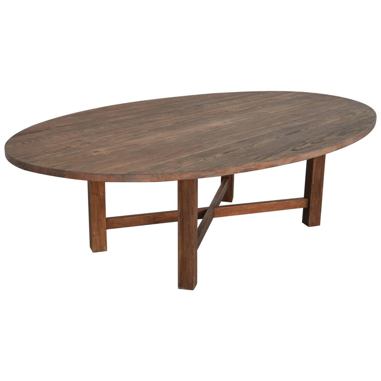 Custom Round Dining Table In Reclaimed, Refurbished Dining Table Oval