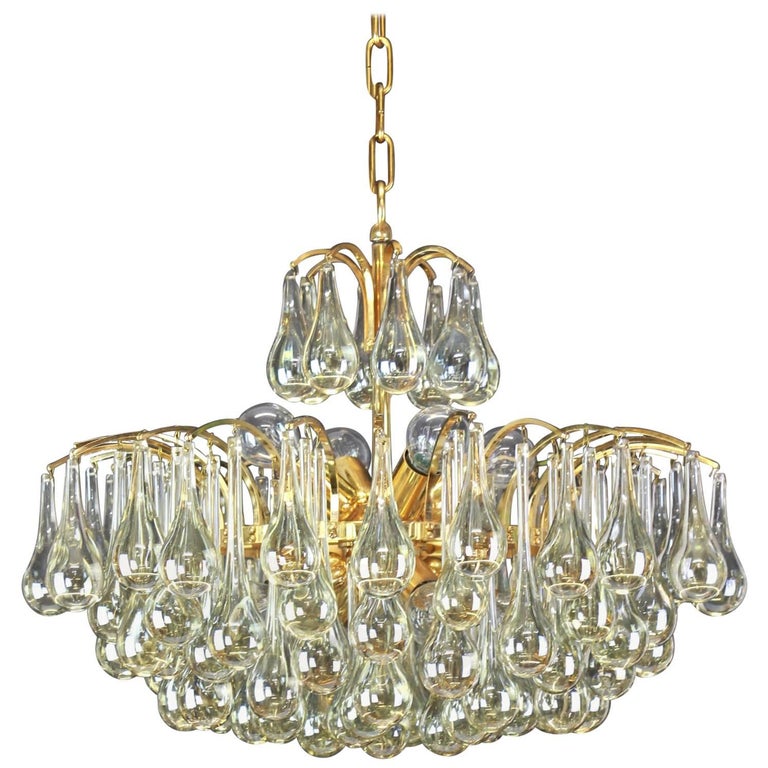 Large Murano Glass Tear Drop Chandelier By Christoph Palme Germany Large Murano Glass Tear Drop Chandelier By Christoph Palme Germany 1970s For
